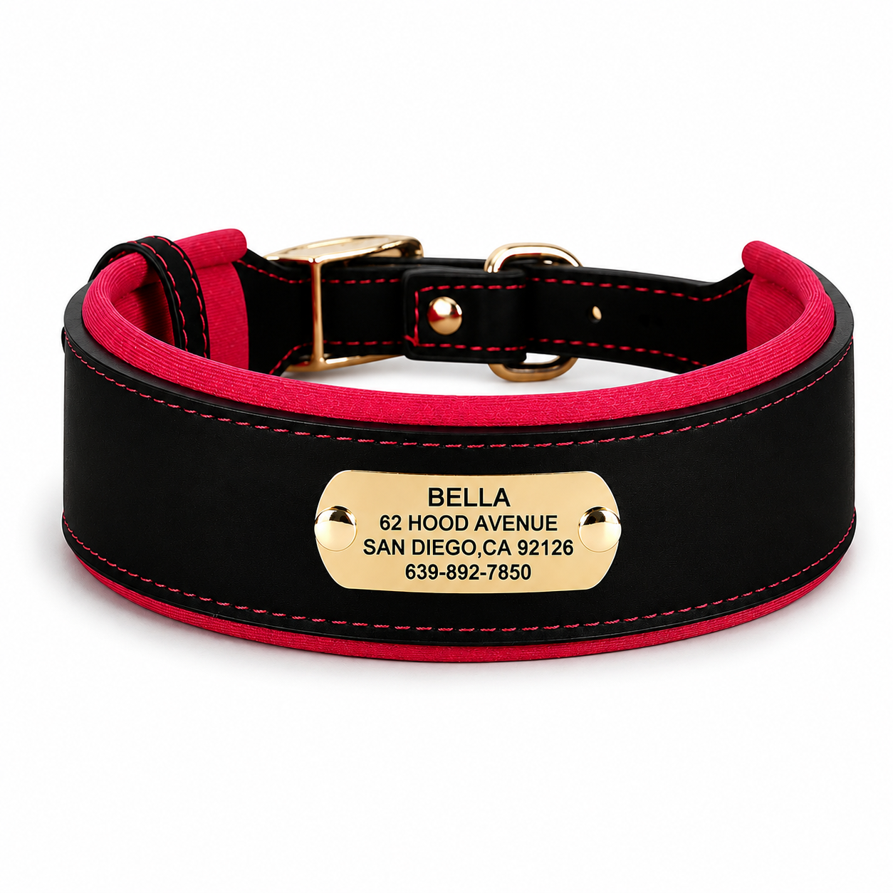 Flausi personalisiertes Leder Halsband für Hunde zweifarbig