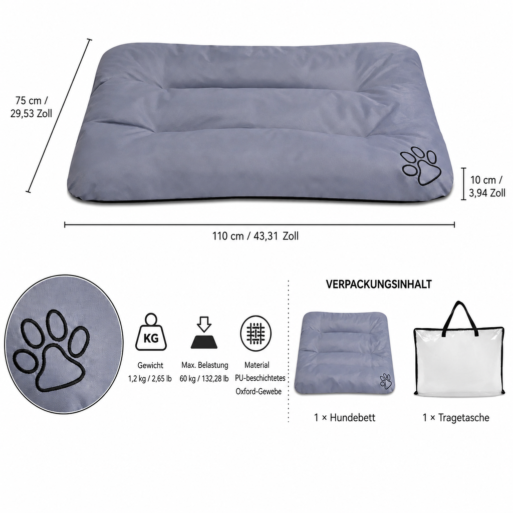 Flausi OrthoLux™ großes orthopädisches Hundebett mit waschbarem Bezug