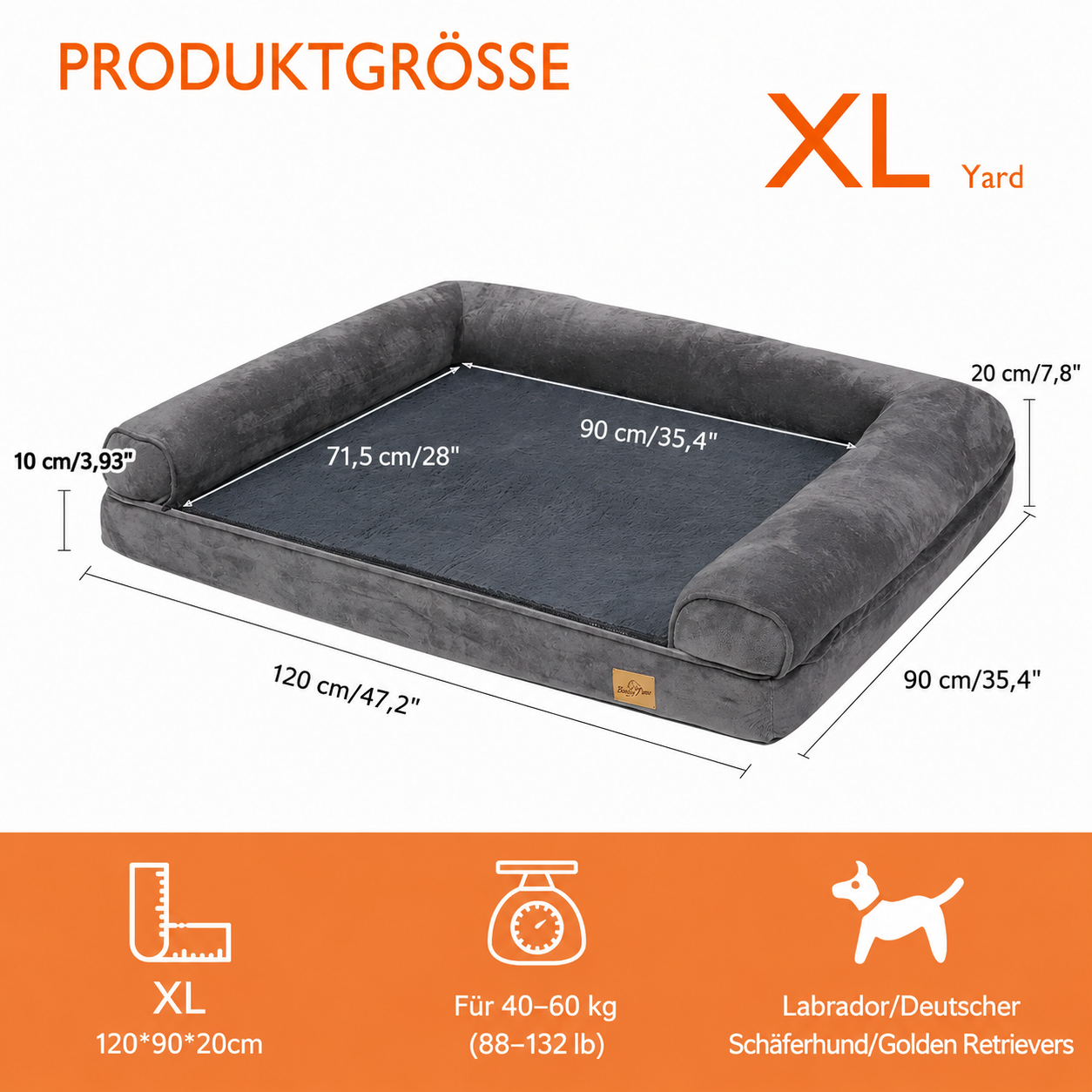 Flausi RückenRuhe™ XL orthopädisches Hundebett für große Hunde