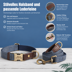 Flausi Edles personalisiertes Halsband- & Leinen-Set für Hunde