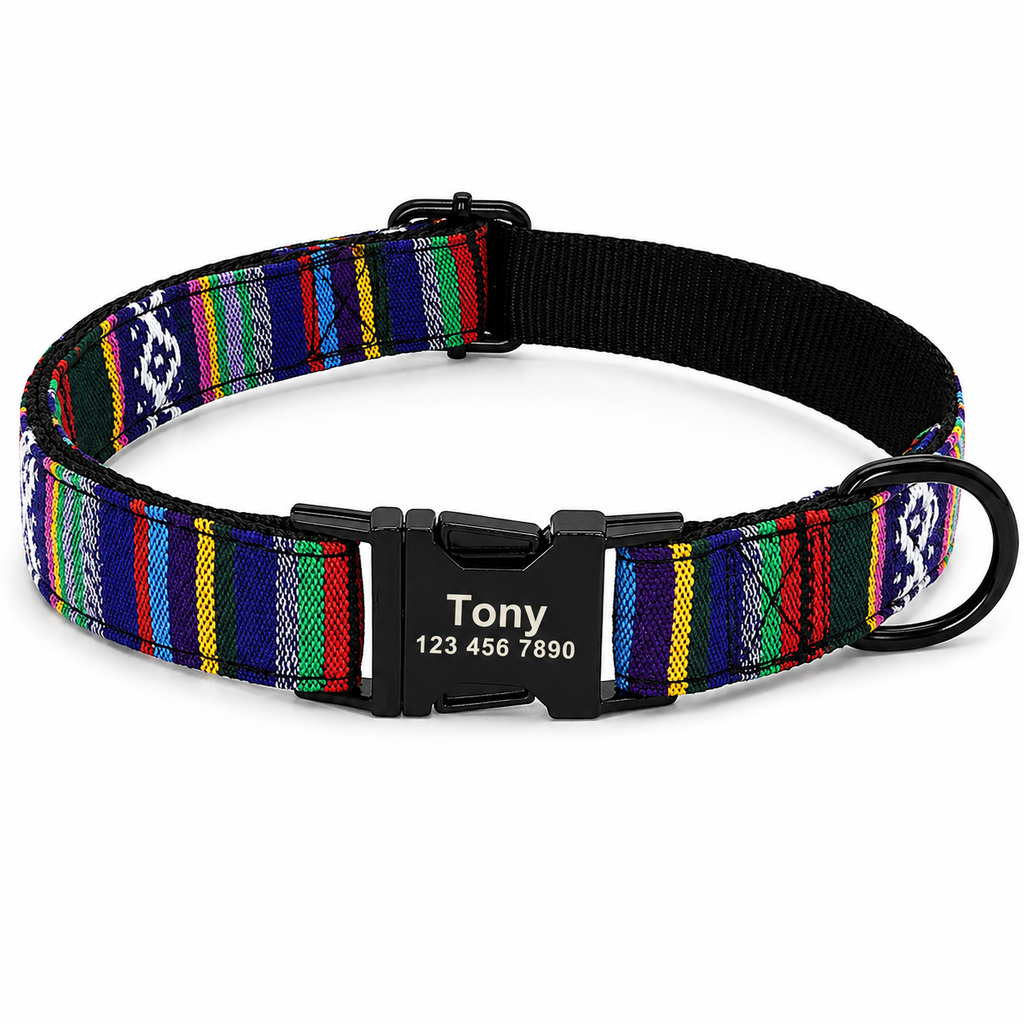 Flausi personalisiertes Nylon Halsband mit Design für Hunde