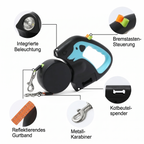 Flausi DuoWalk™ 2-in-1 Anti-Knoten Rollleine für zwei Hunde