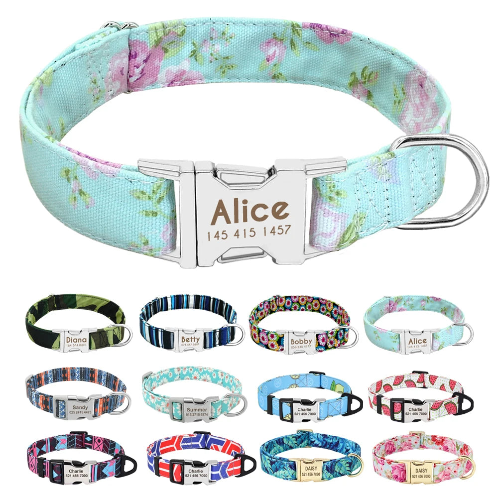Flausi personalisiertes Nylon Halsband mit Design für Hunde