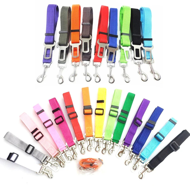 GorisPet GP1742313 Adjustable Size Pet Dog Car Seat Belt High Quality Durable Nylon Material 12 Solid Colors Collars Leashes