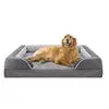 Dark Gray Velvet Rectangular Orthopedic Luxury Dog Bed Removable Set Large Pet Bed Suitable for Medium Large Dogs Outdoor Use