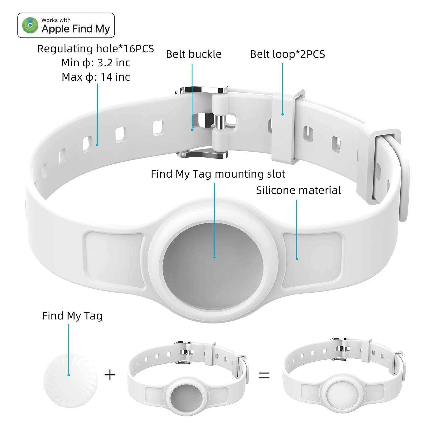 Adjustable Silicone Collar Itag Find My Air Tag GPS Tracker Global Positioning Locator for Loss Prevention