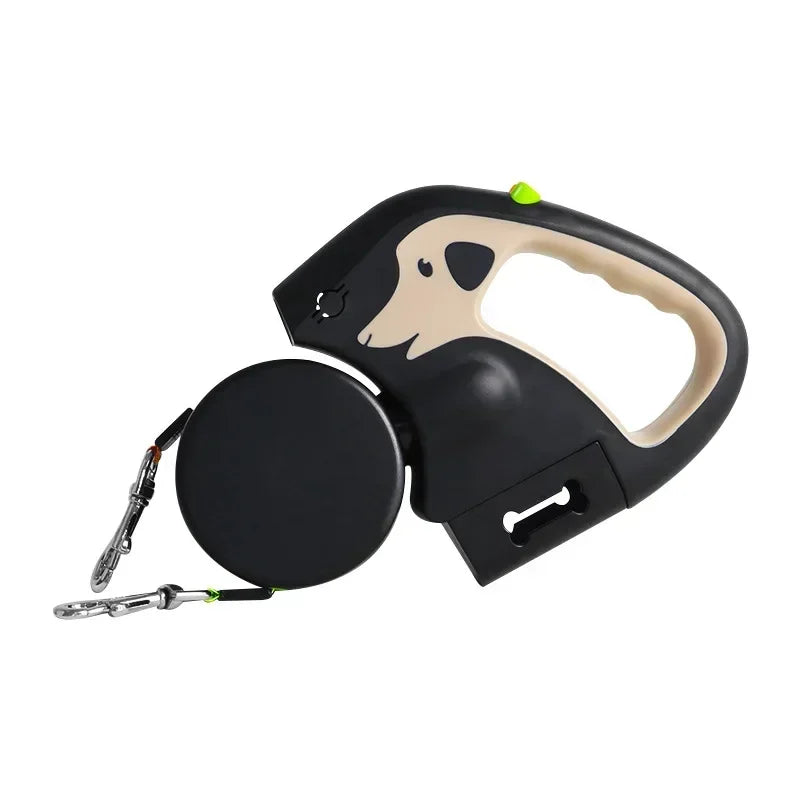 Flausi DuoWalk™ 2-in-1 Anti-Knoten Rollleine für zwei Hunde