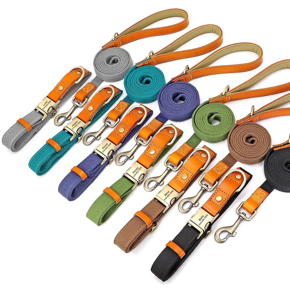 Flausi personalisiertes Nylon Halsband- & Leinen-Set für Hunde