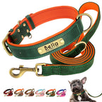 Flausi Edles personalisiertes Leder Halsband- & Leinen-Set für Hunde