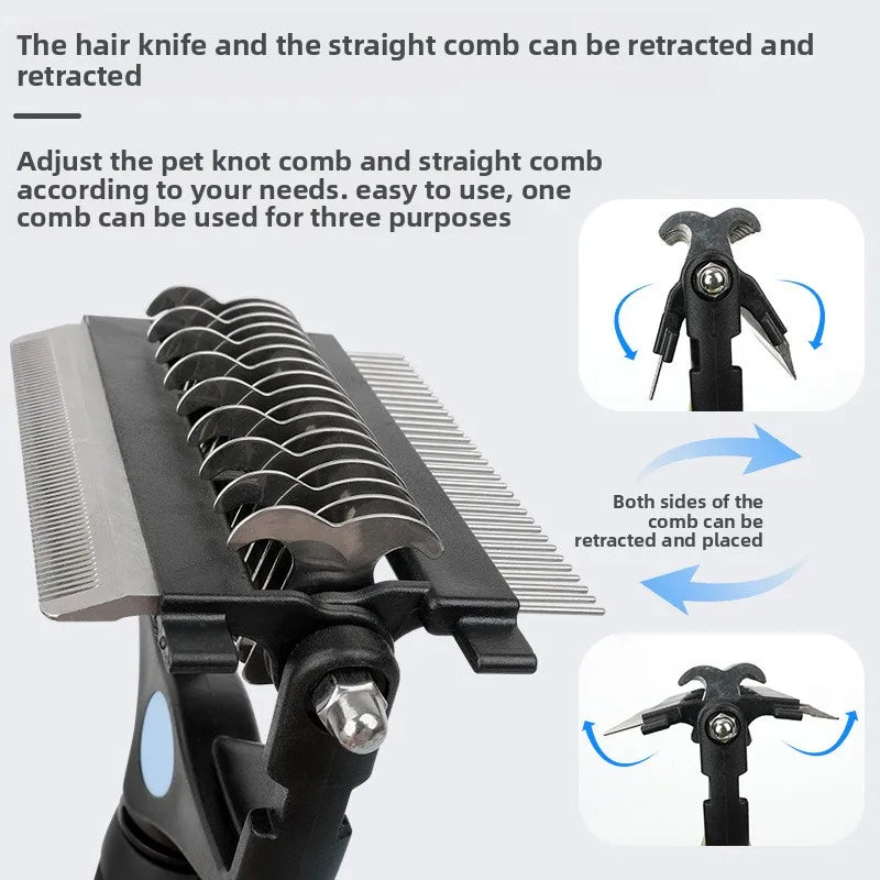 Flausi FellPro™ 3-in-1 Fellpflegekamm für Hunde & Katzen