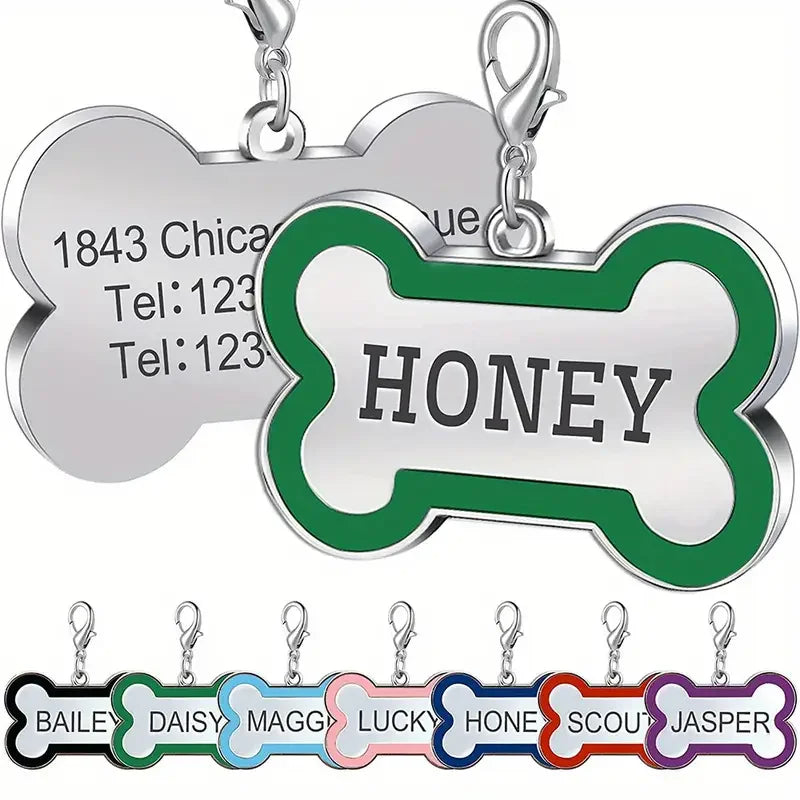 Personalized Pet Engraving ID Name Metal Tag Dog Anti-lost Custom Pet Bone Shape Accessories Phone Tag Pendant Puppy tag