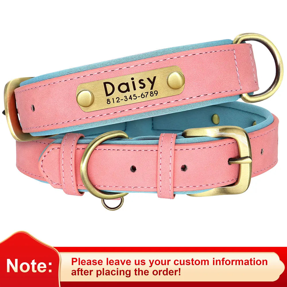 Flausi Edles personalisiertes Leder Halsband- & Leinen-Set für Hunde
