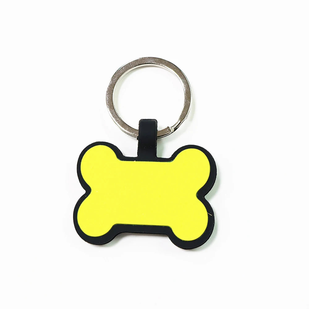Personalized Bone Silicone Dog Tag Engraved Custom Pet Name Tags Soundless Pet ID Card Gift for Dogs Puppy