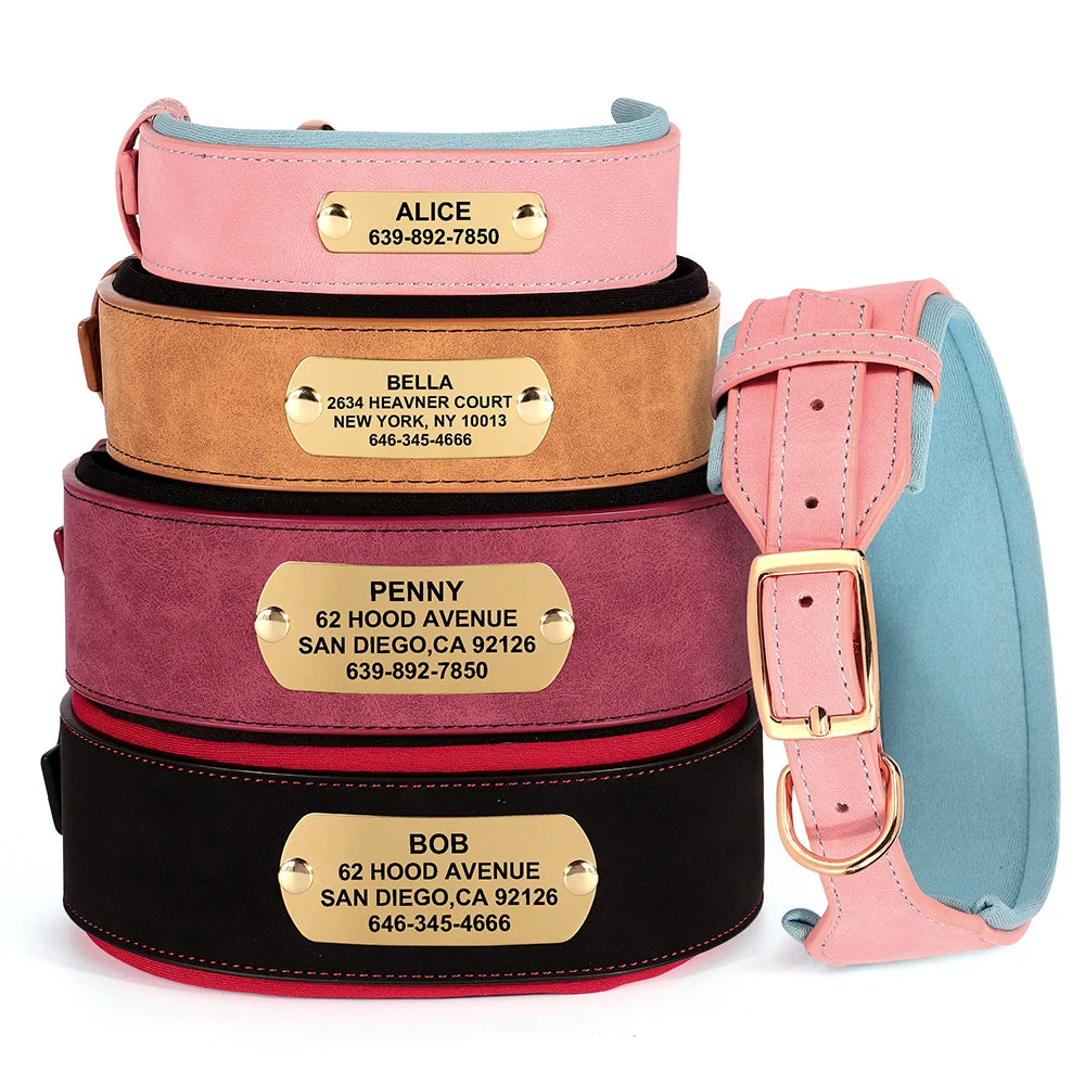Flausi personalisiertes Leder Halsband für Hunde zweifarbig