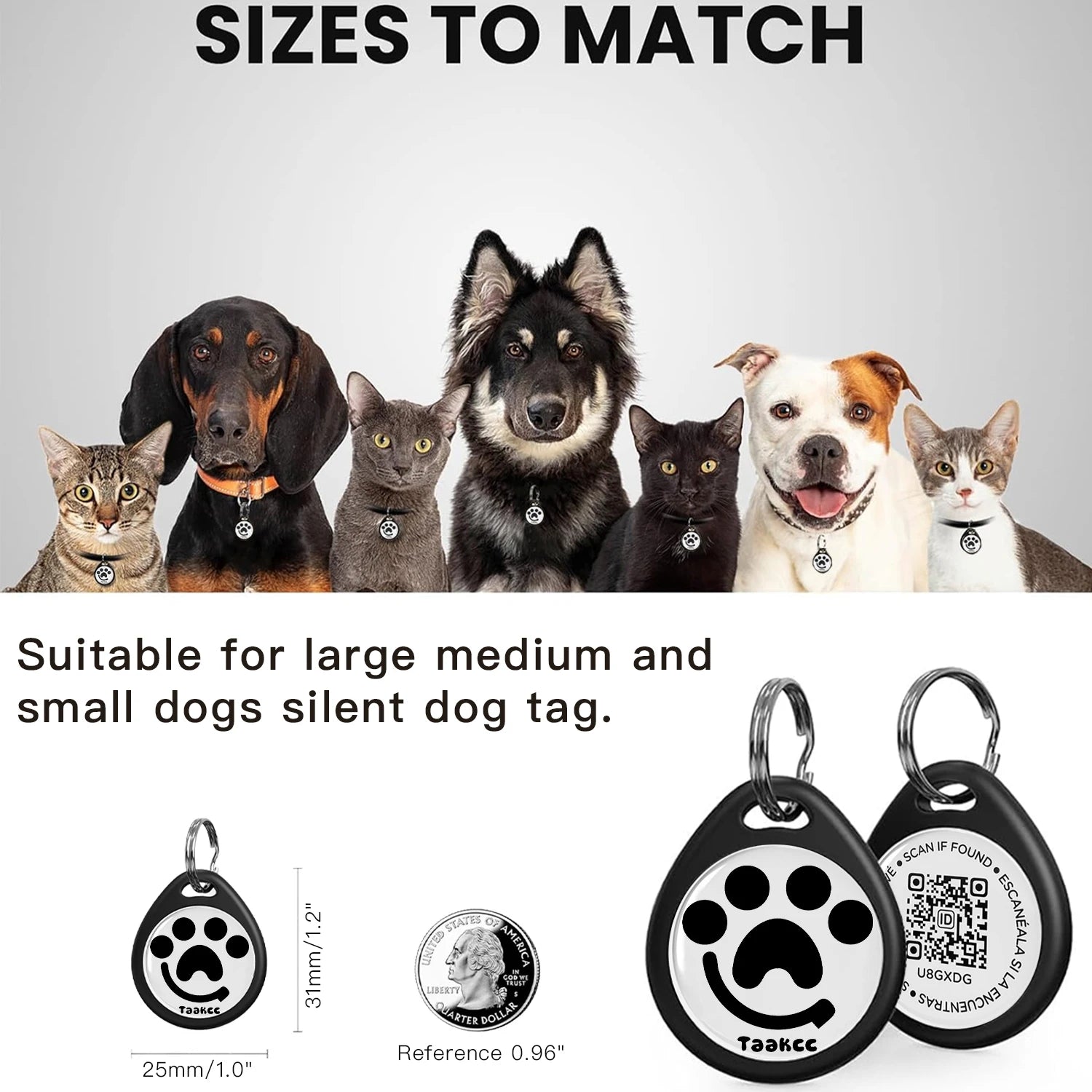 Personalized Pet Tag for Dogs, QR Code Dog Name Tags for Pet Collar, Online Profile, Scan Location Alerts Fees No Subscription