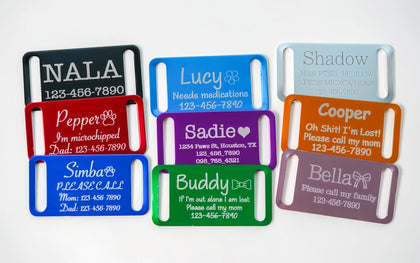Silent Slide-On Pet ID Tag, Personalized Engraved Dog Cat Collar Tag, Custom Name Phone Number Pet Accessory