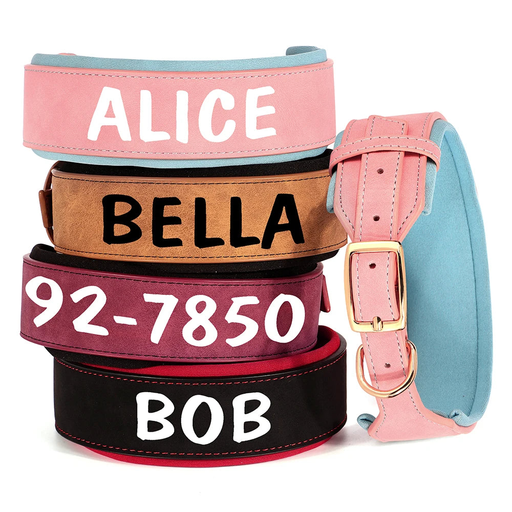 Flausi personalisiertes Leder Halsband für Hunde zweifarbig