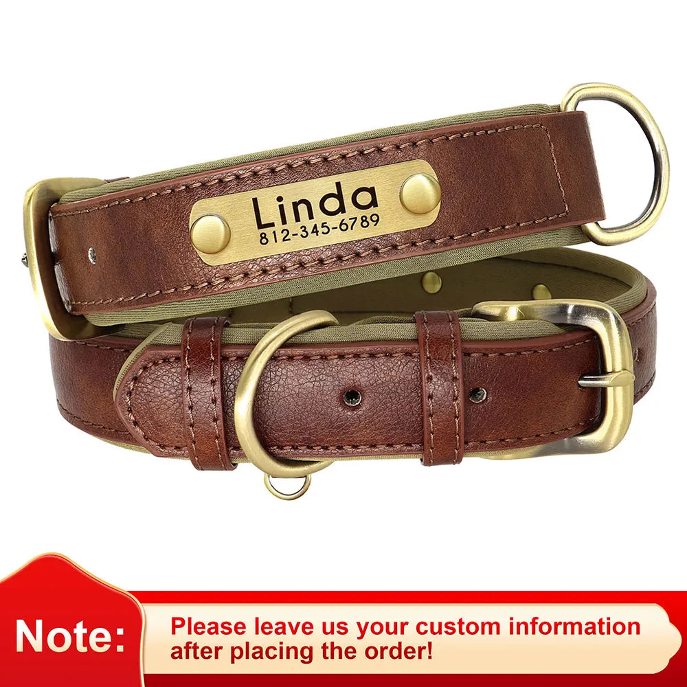 Flausi Edles personalisiertes Leder Halsband- & Leinen-Set für Hunde