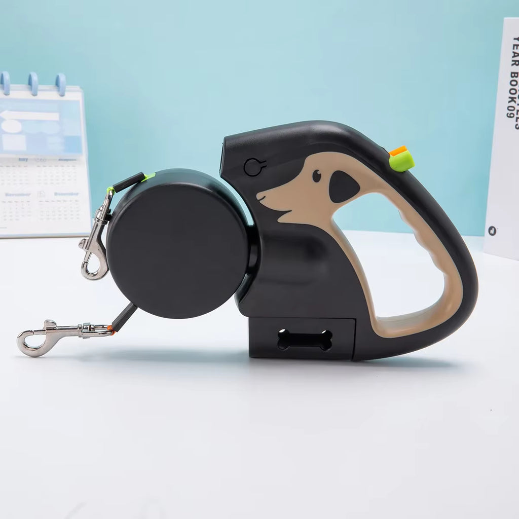 Flausi DuoWalk™ 2-in-1 Anti-Knoten Rollleine für zwei Hunde