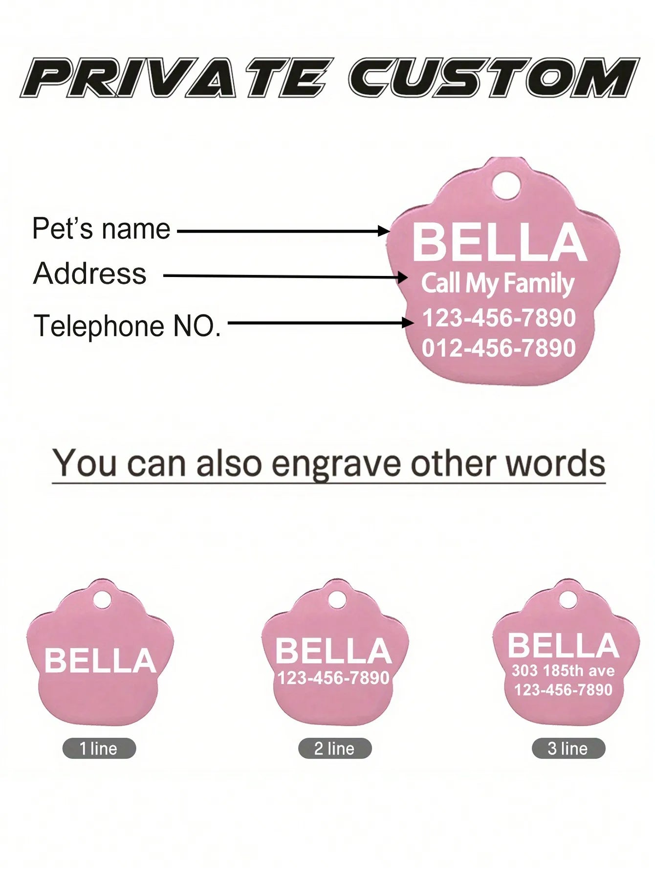 Personalized Paw Cat ID Tags Customized Pet Id Tag For Cat NameTag Customized Cat ID Tags For Small Dog Laser Engraving