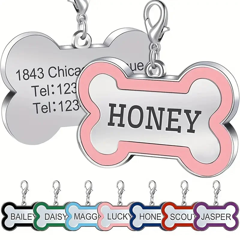 Personalized Pet Engraving ID Name Metal Tag Dog Anti-lost Custom Pet Bone Shape Accessories Phone Tag Pendant Puppy tag