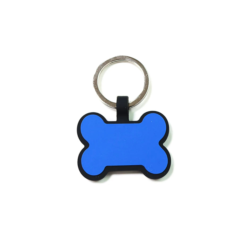 Personalized Bone Silicone Dog Tag Engraved Custom Pet Name Tags Soundless Pet ID Card Gift for Dogs Puppy