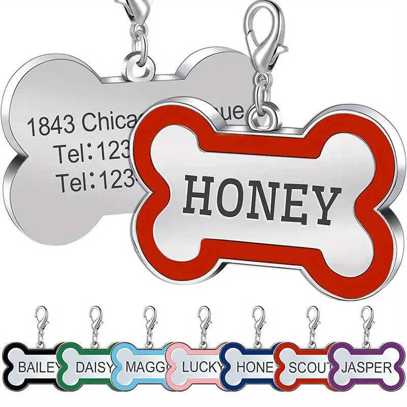 Personalized Pet Engraving ID Name Metal Tag Dog Anti-lost Custom Pet Bone Shape Accessories Phone Tag Pendant Puppy tag