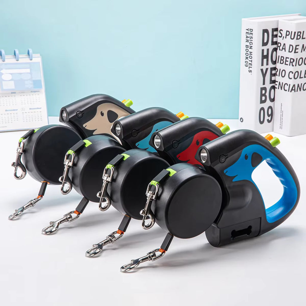 Flausi DuoWalk™ 2-in-1 Anti-Knoten Rollleine für zwei Hunde