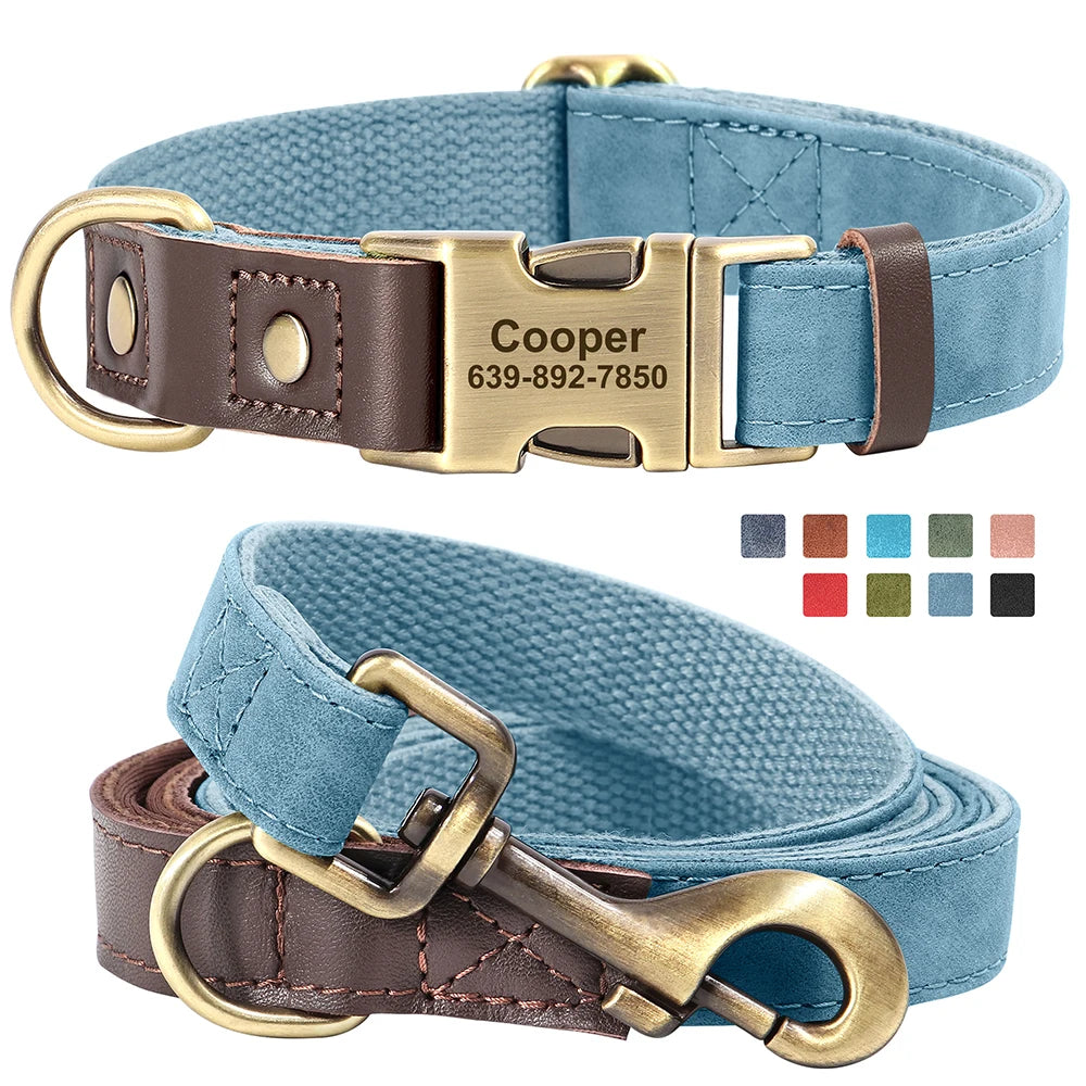 Flausi Edles personalisiertes Halsband- & Leinen-Set für Hunde