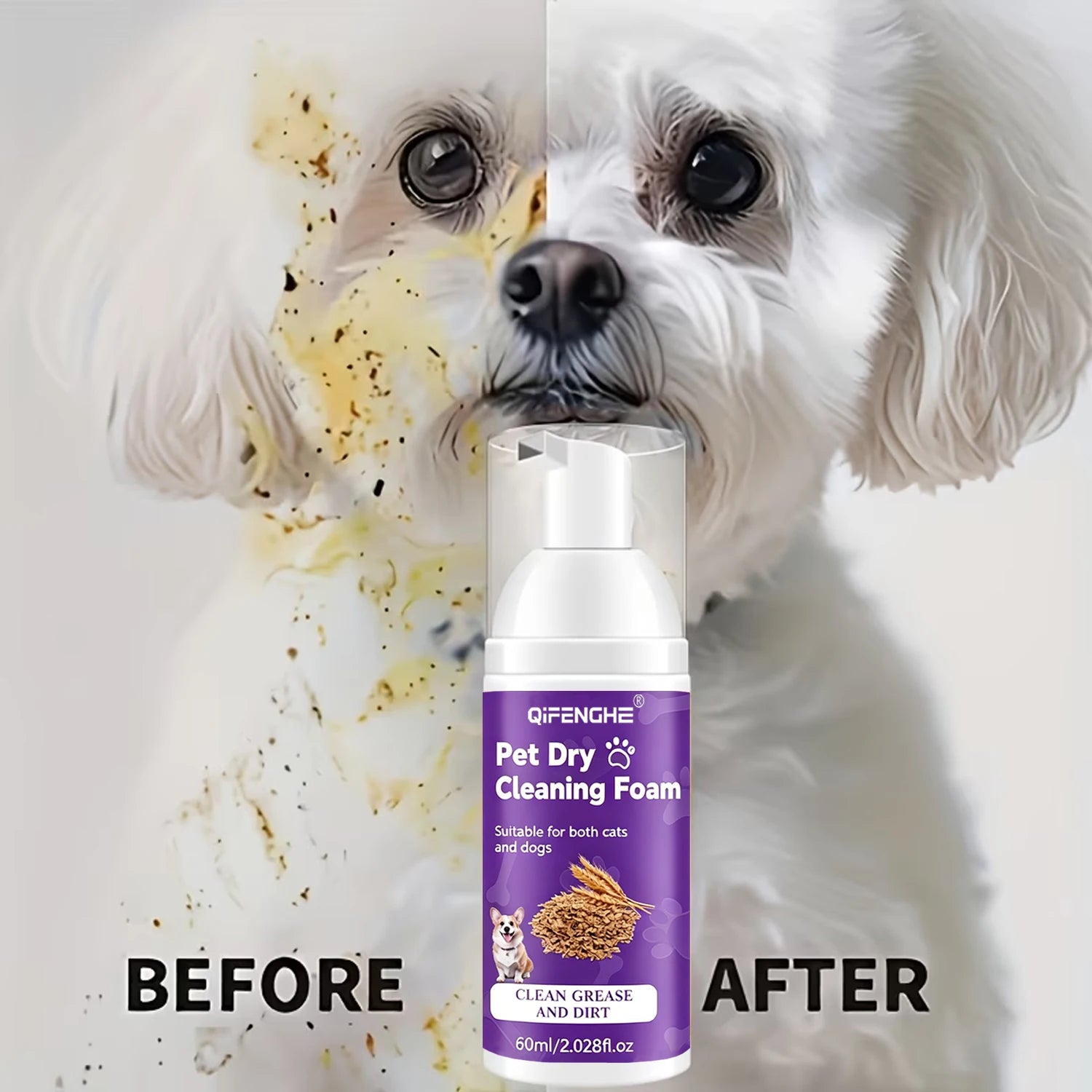 Flausi SchnellFrisch™ Anti-Stress Trockenshampoo-Schaum für Hunde & Katzen 65 Ml.