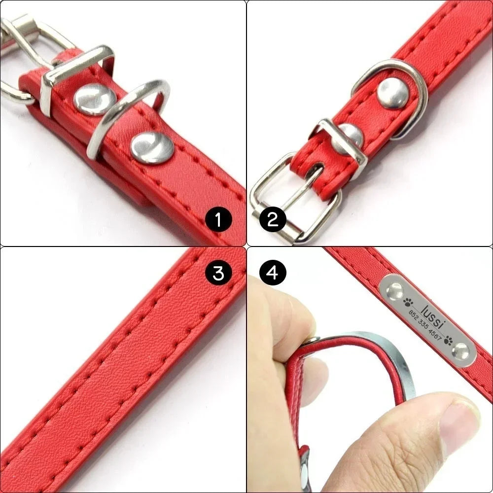 Flausi NamensPfote™ personalisiertes Hunde- & Katzenhalsband Leder