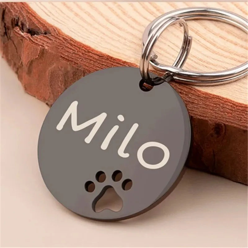 Personalized Pet ID Tag - Free Engraving Name Phone - Hollow Paw Print Nameplate for Dog Cat Collar Accessories Anti Lost