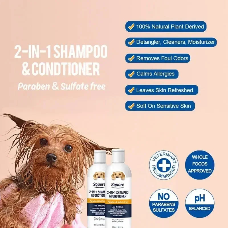 Flausi FellSeide™ natürliches 2-in-1 Shampoo & Conditioner für Hunde 300 Ml.