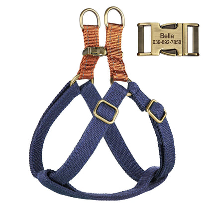 Custom Nylon Dog Harness Reflective Dog Harnesses Vest Personalized Pet ID Tag Vests Free Engraved for Small Medium Large Dogs