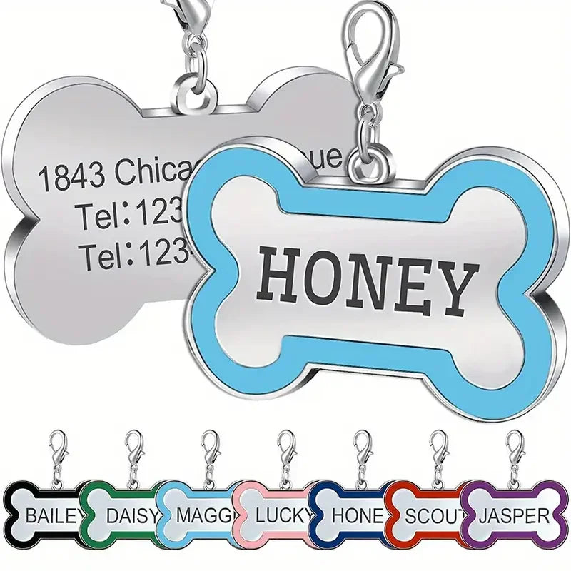 Personalized Pet Engraving ID Name Metal Tag Dog Anti-lost Custom Pet Bone Shape Accessories Phone Tag Pendant Puppy tag