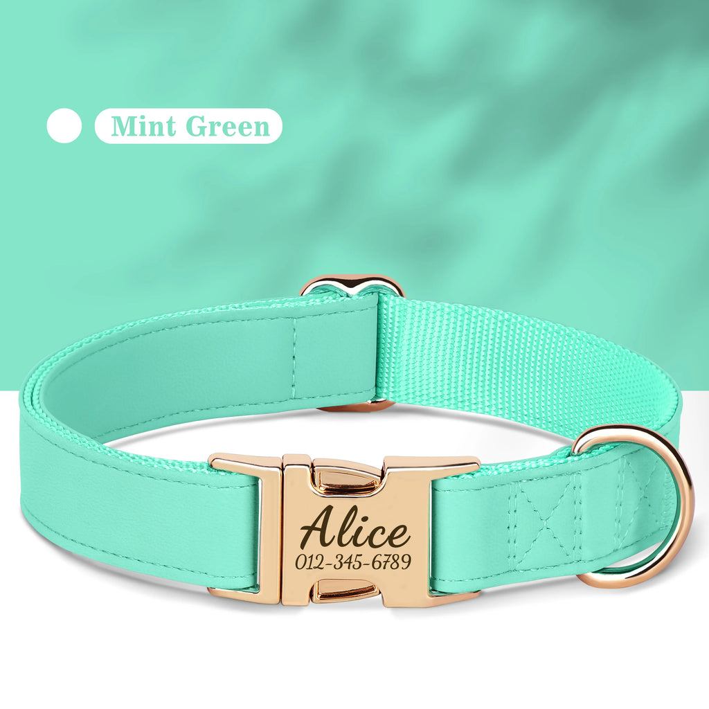 Flausi edles personalisiertes Halsband – Leder mit Anti-Lost Schnalle