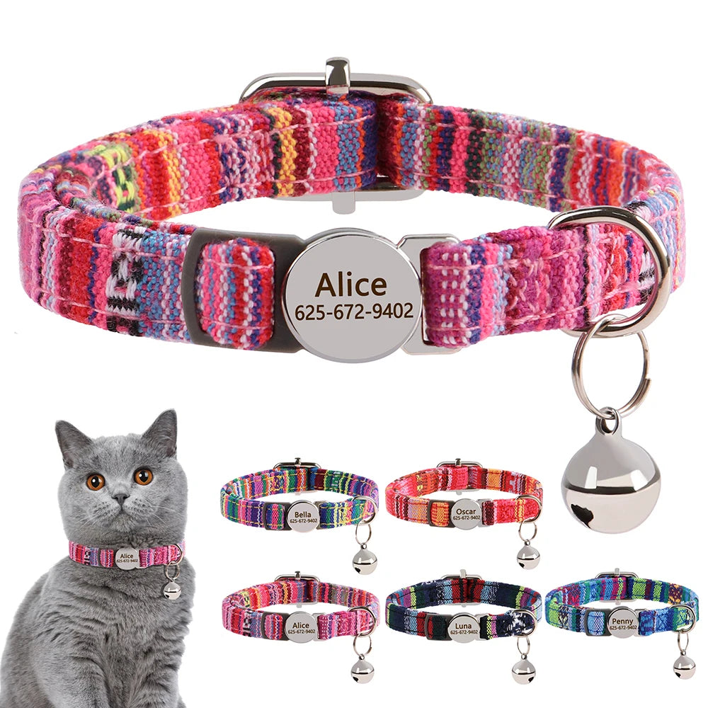 Flausi personalisiertes Nylon Halsband für Katzen