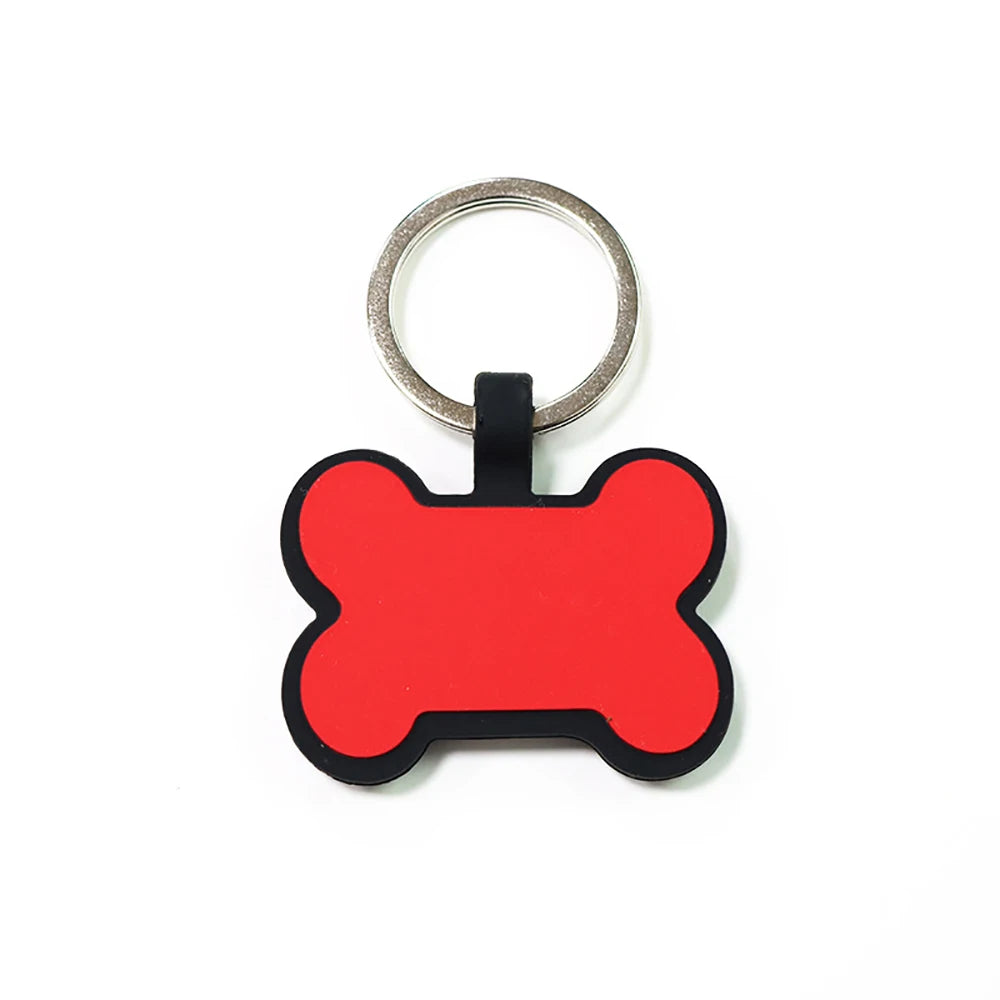 Personalized Bone Silicone Dog Tag Engraved Custom Pet Name Tags Soundless Pet ID Card Gift for Dogs Puppy