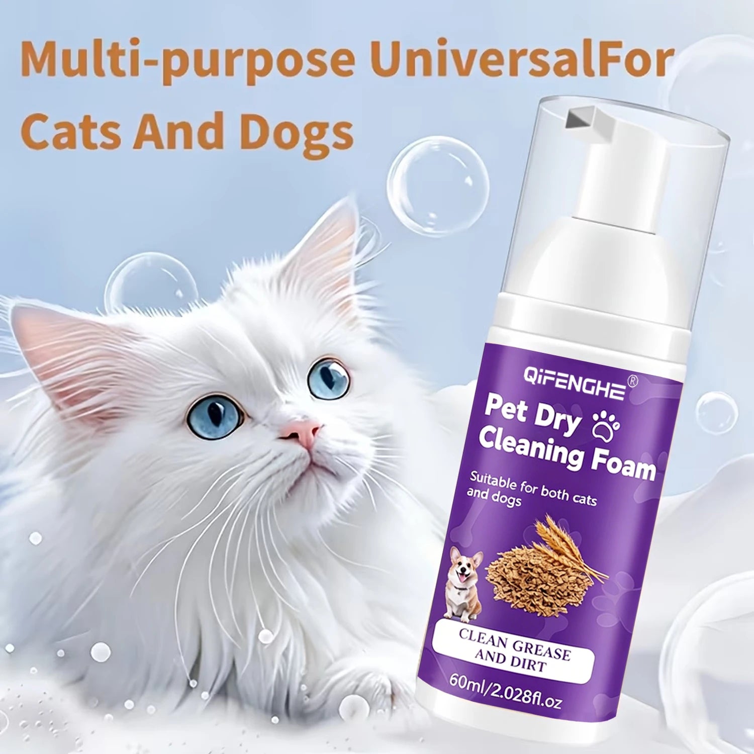 Flausi SchnellFrisch™ Anti-Stress Trockenshampoo-Schaum für Hunde & Katzen 65 Ml.