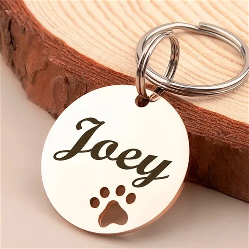 Personalized Pet ID Tag - Free Engraving Name Phone - Hollow Paw Print Nameplate for Dog Cat Collar Accessories Anti Lost
