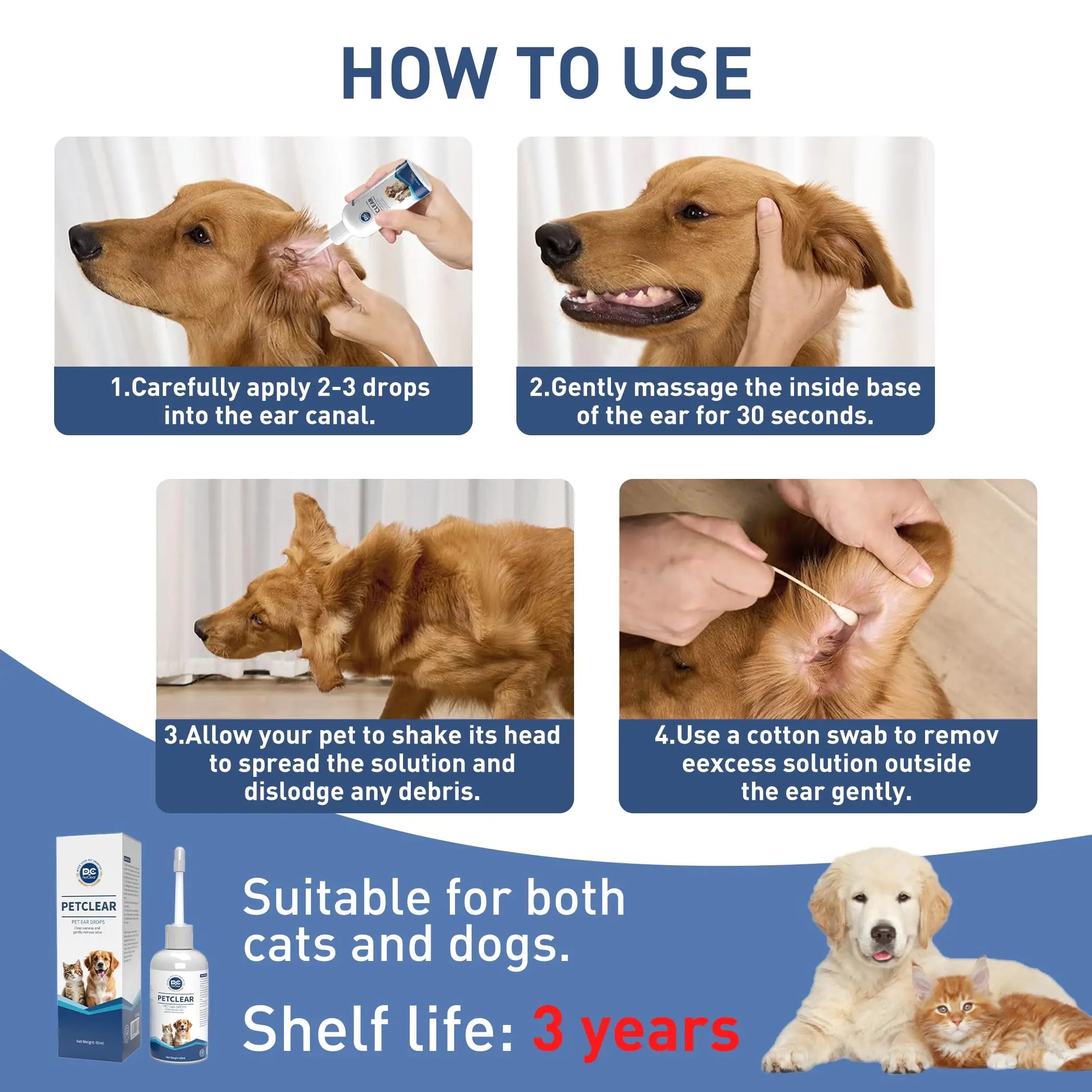 Flausi OhrenSanft™ sanfter Ohrenreiniger für Hunde & Katzen 60 Ml.
