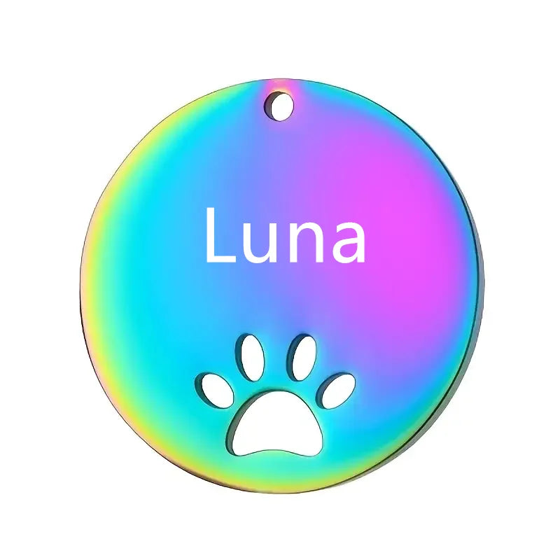 Personalized Pet ID Tag - Free Engraving Name Phone - Hollow Paw Print Nameplate for Dog Cat Collar Accessories Anti Lost