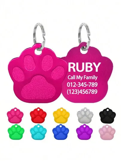 Personalized Paw Cat ID Tags Customized Pet Id Tag For Cat NameTag Customized Cat ID Tags For Small Dog Laser Engraving