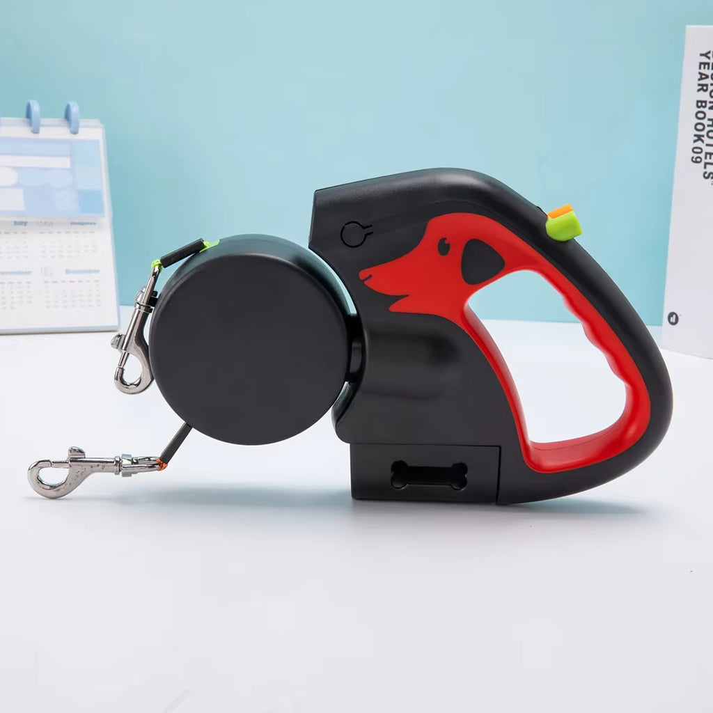Flausi DuoWalk™ 2-in-1 Anti-Knoten Rollleine für zwei Hunde