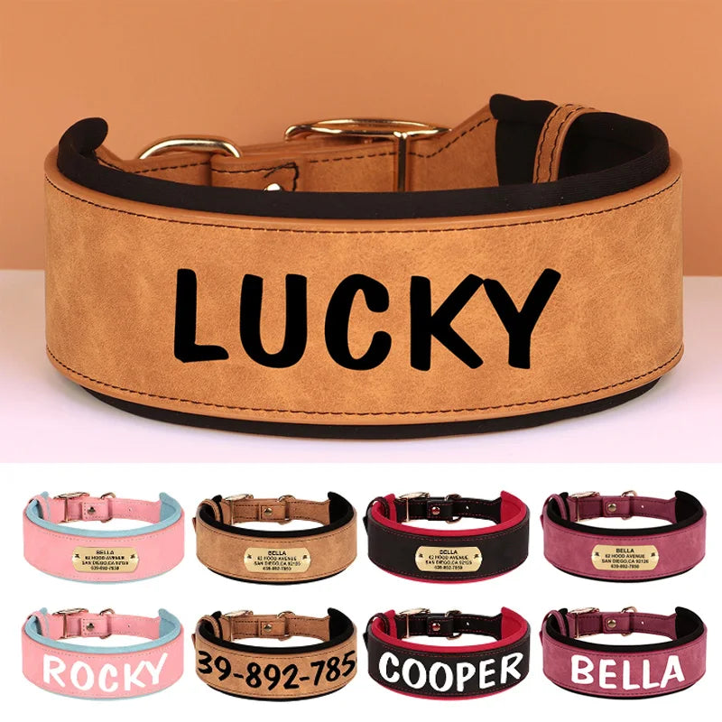 Flausi personalisiertes Leder Halsband für Hunde zweifarbig