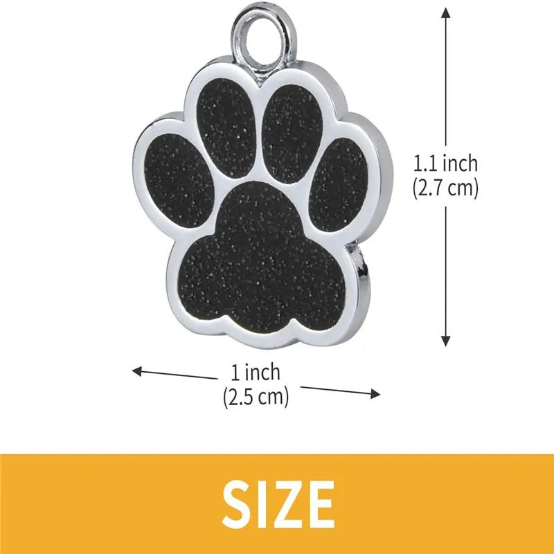 Personalized Dog Cat Plate Tags Engraved Puppy Pet ID Name Collar Tag Alloy Paw Glitter Pendant Pets Dogs Accessories