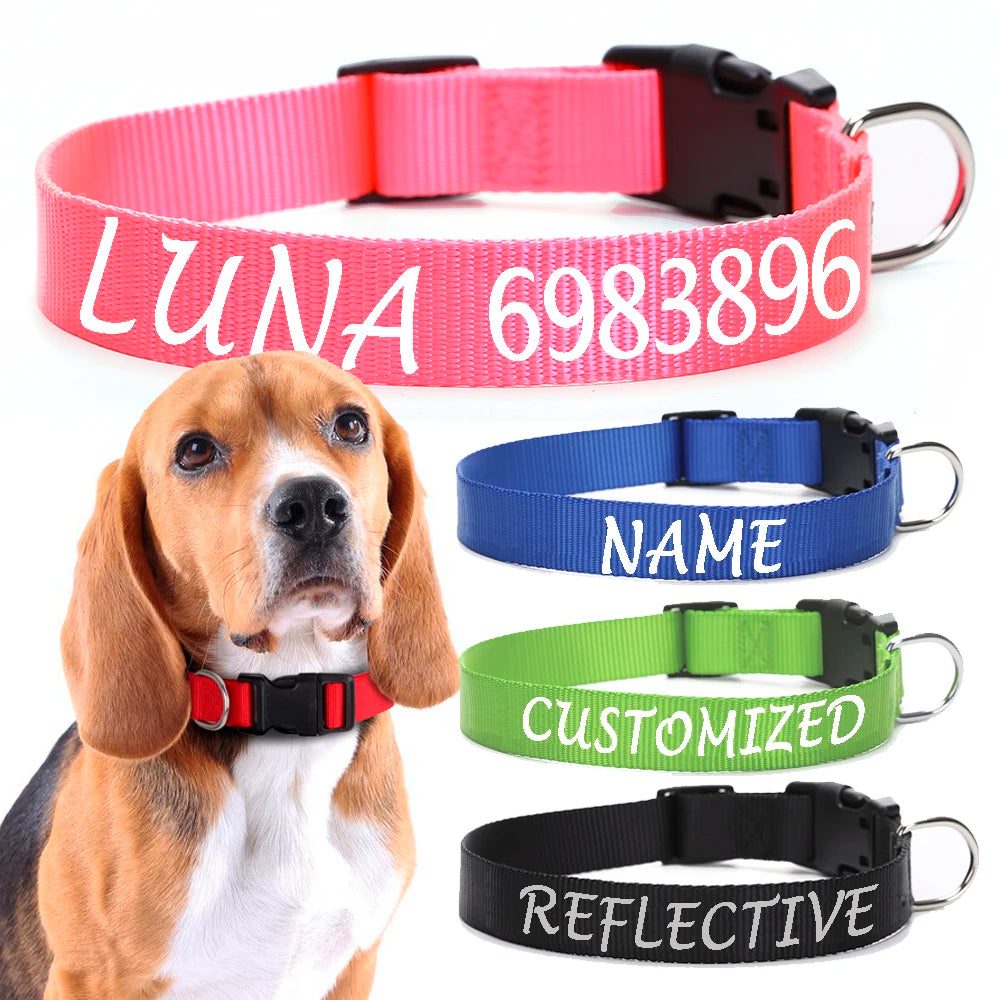 Flausi leichtes Reflektierendes personalisiertes Nylon Halsband für Hunde