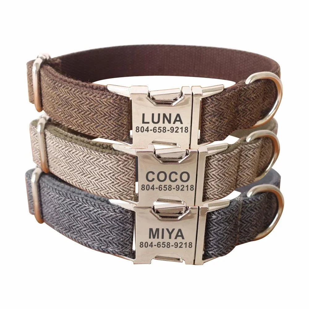 Flausi NameLux™ personalisiertes Premium Hunde- & Katzenhalsband mit hochwertiger Gravur
