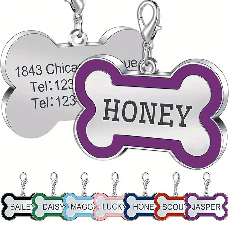 Personalized Pet Engraving ID Name Metal Tag Dog Anti-lost Custom Pet Bone Shape Accessories Phone Tag Pendant Puppy tag