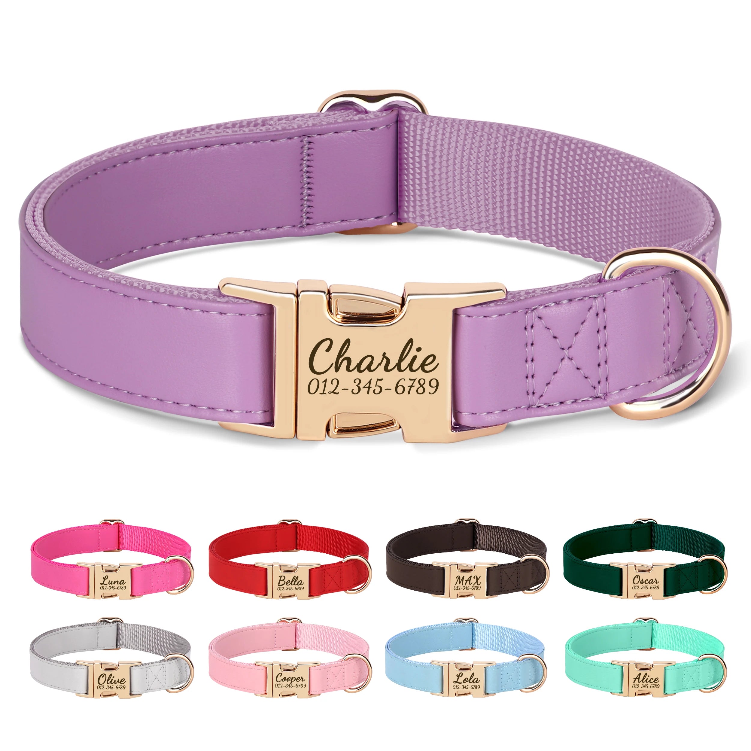 Flausi edles personalisiertes Halsband – Leder mit Anti-Lost Schnalle